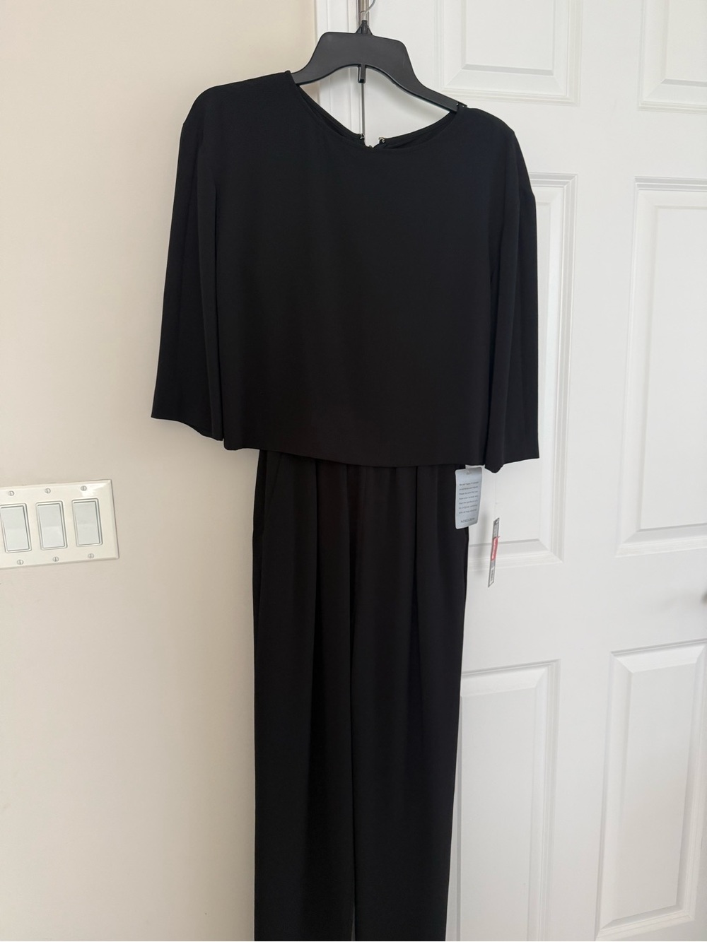 Classic Black Women's jumpsuit with Cape Overlay